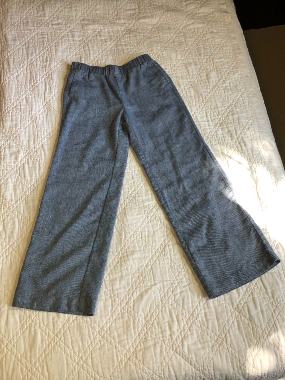Lands End Blue & White Wide Leg Pants, Size 4